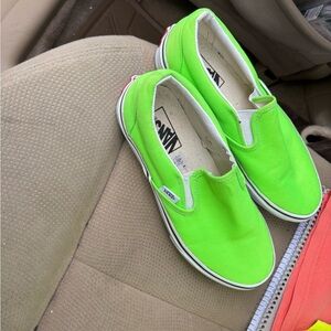 Vans Green Slip-On Sneakers with Canvas Upper